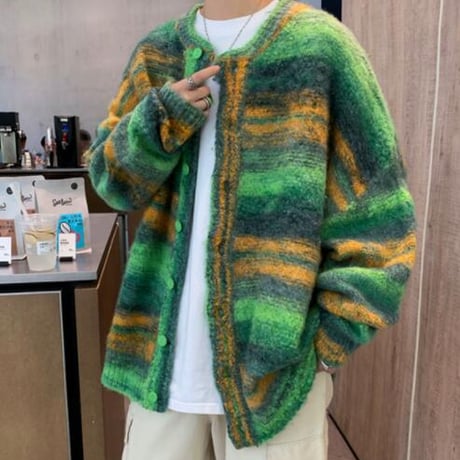 秋冬 メンズ トップス ニット セーター グラデーション カーディガン カジュアル 暖かい