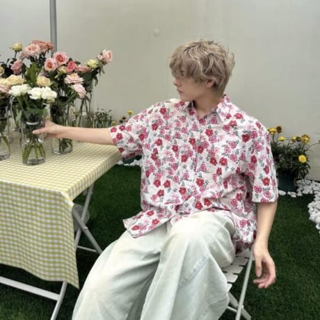 トップス シャツ メンズ カジュアルシャツ 半袖 花柄 #11