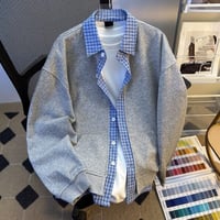 秋冬トップス メンズ シャツ レイヤード ポロシャツ アウター37