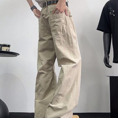 ストリート風 ワイドパンツ カーゴパンツ フリル カジュアルなメンズボトムス #10