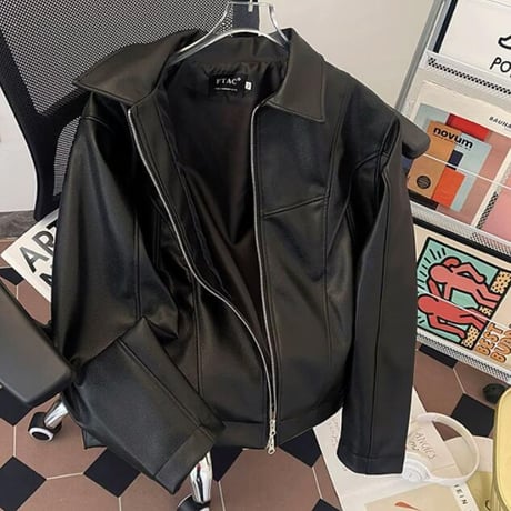 トップス アウター 上着 フェイクレザー ジャケット ライダースジャケット #36