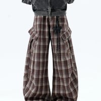 秋冬ボトムス ズボン パンツ メンズ ワイドパンツ チェック柄4