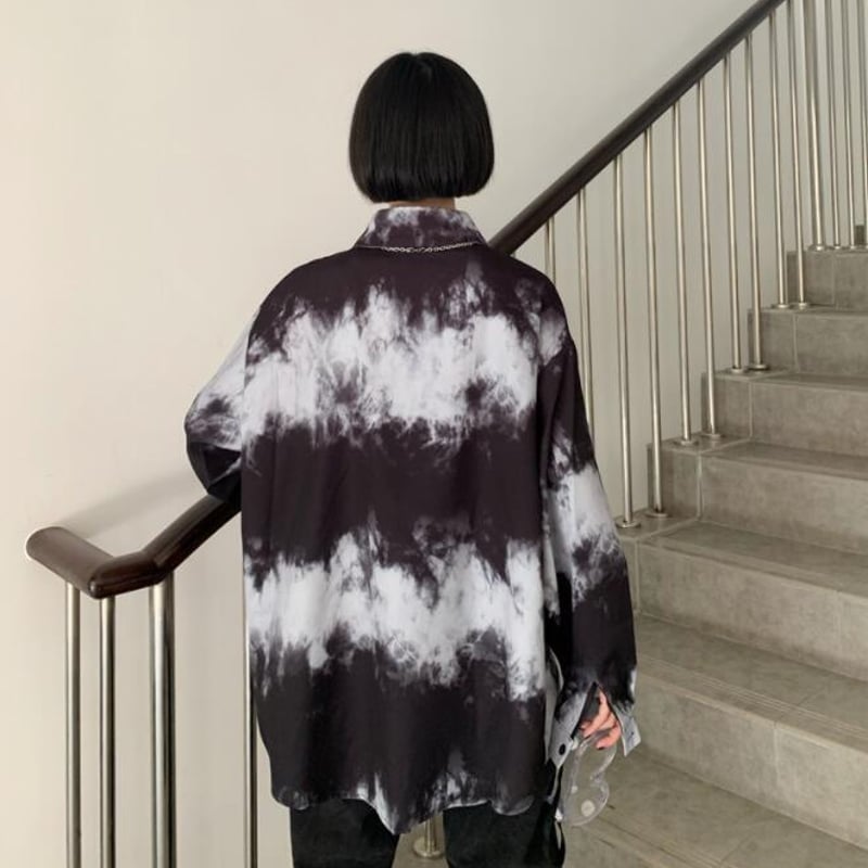 Rituals フリンジ付き黒長袖シャツ 秋 メンズ トップス ファッション 長袖 シャツ カジュアルスタイル