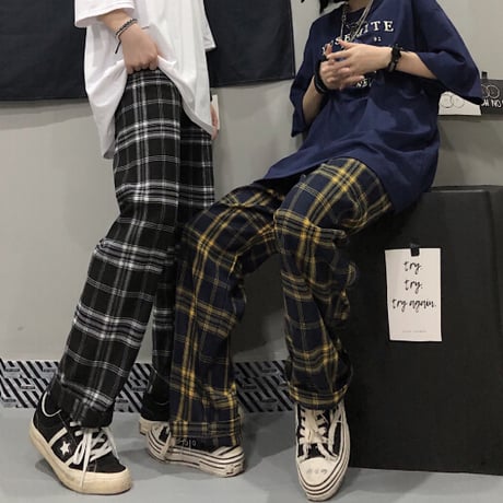 おしゃれ 男女 ボトムス ズボン パンツ チェック柄 レトロ
