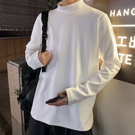 おしゃれ 男女 トップス ロングＴシャツ ブラウス ハイネック 長袖