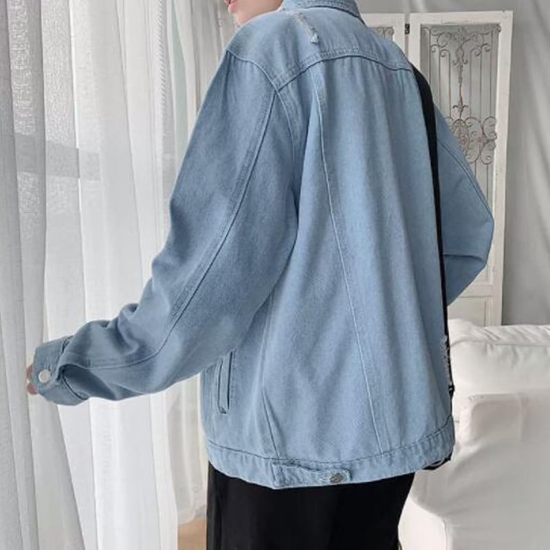 秋冬 メンズ トップス ジャケット 上着 アウター デニム ダメージ加工