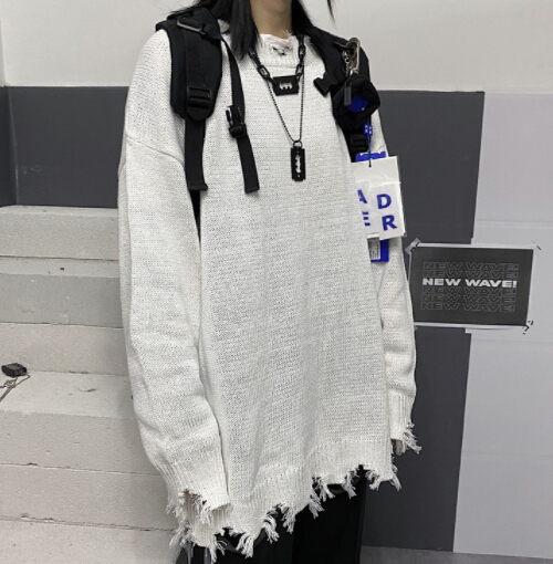 レディース トップス セーター ニット ダメージ加工 ユニ レディース トップス セーター ニット ダメージ加工 ユニ