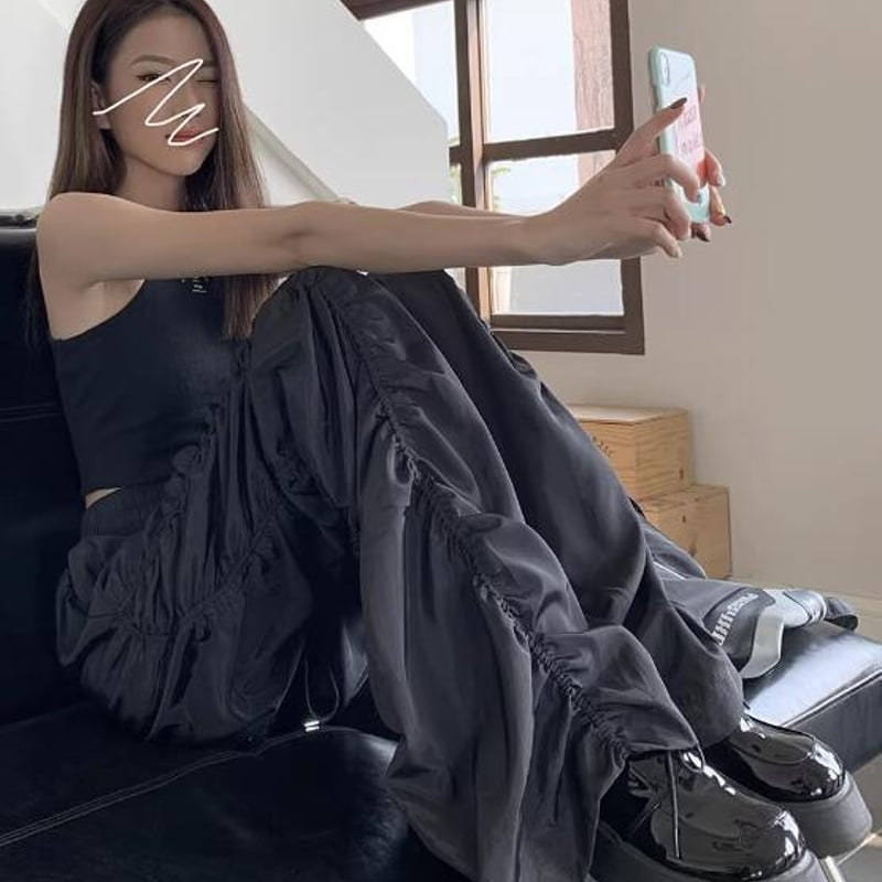 ファッション レディース ユニセックス ボトムス ズボン ひだ