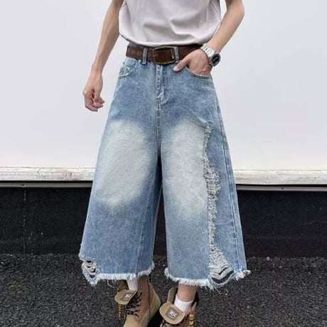 ボトムス ズボン パンツ メンズ デニム ジーンズ ダメージ加工 ハーフパンツ #2