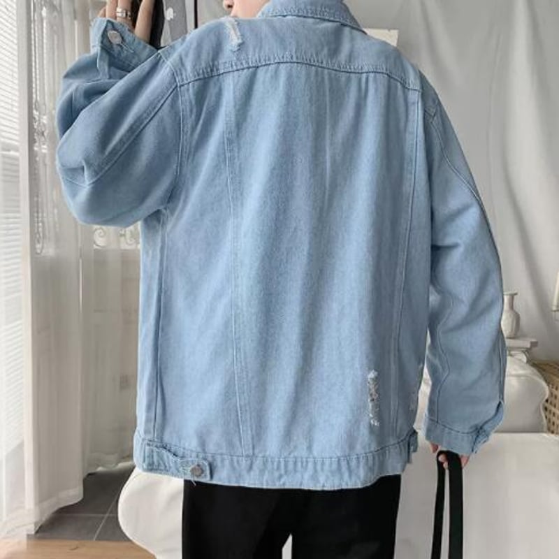 秋冬 メンズ トップス ジャケット 上着 アウター デニム ダメージ加工  