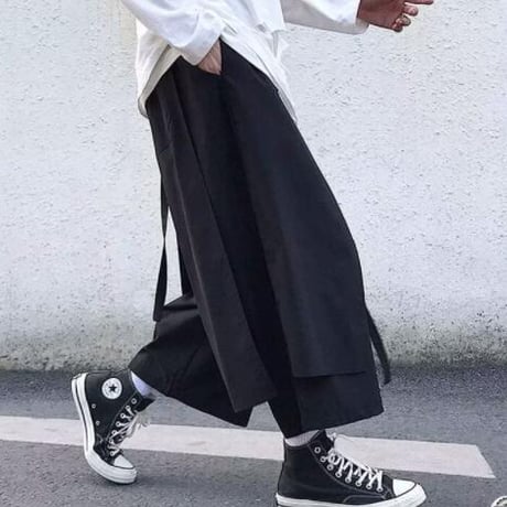 ボトムス ズボン パンツ 九分丈 暗黒系 レイヤード ワイドパンツ #20