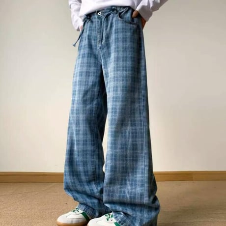 秋冬ボトムス ズボン パンツ   ワイドパンツ  スラックス チェック柄13