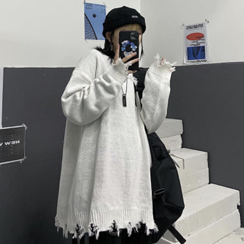 レディース トップス セーター ニット ダメージ加工 ユニ レディース トップス セーター ニット ダメージ加工 ユニ