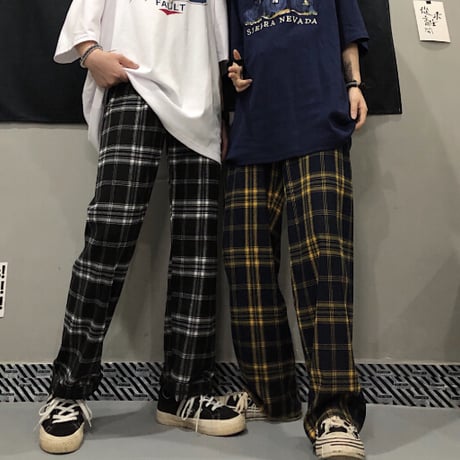 おしゃれ 男女 ボトムス ズボン パンツ チェック柄 レトロ