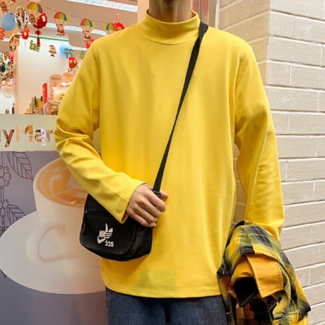おしゃれ 男女 トップス ロングＴシャツ ブラウス ハイネック 長袖