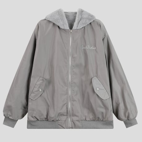 メンズ トップス ジャケット 中綿 アウター フード付き 起毛 両面 リバーシブル #35