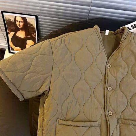 トップス メンズ アウター 半袖 中綿上着 ジャケット35