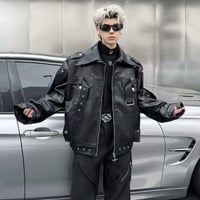メンズ トップス アウター ジャケット フェイクレザージャケット #11