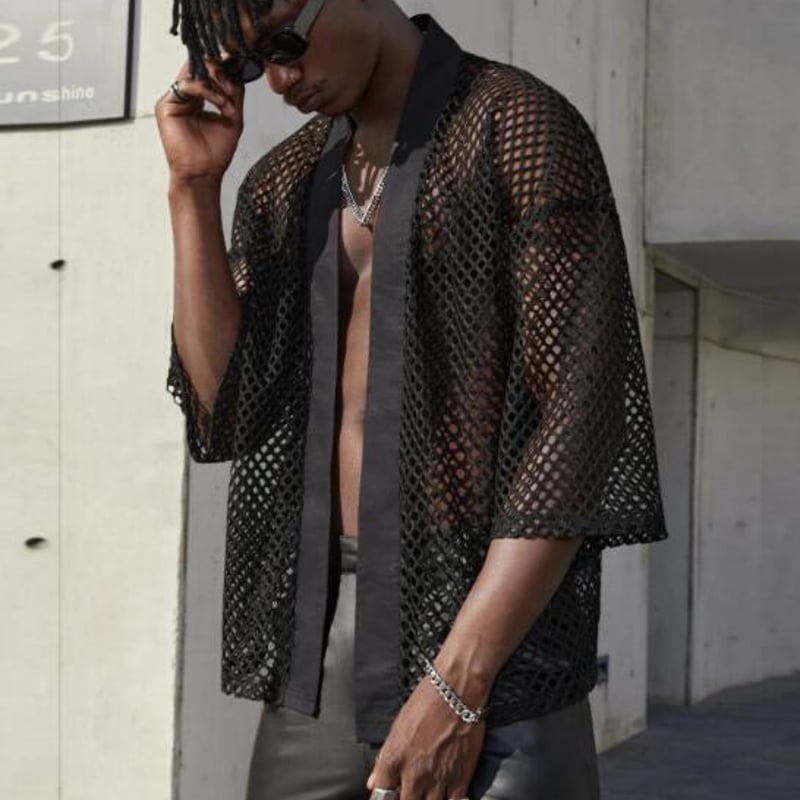 ゴルフ メンズ DEVEREUX トップス 半袖 シースルー シャツ（ブラック） ゴルフ メンズ DEVEREUX トップス 半袖 シースルー シャツ（ブラック）