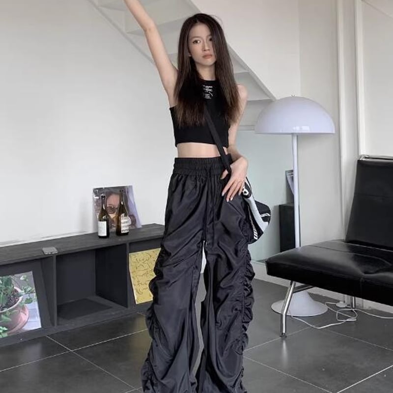 ファッション レディース ユニセックス ボトムス ズボン ひだ