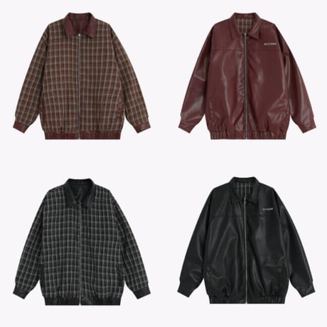 ユニセックス トップス ジャケット アウター PU 両面 リバーシブル #25