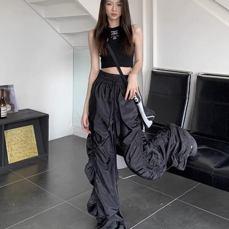 ファッション レディース ユニセックス ボトムス ズボン ひだ