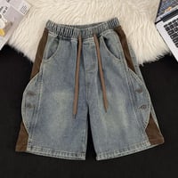 ハーフパンツ 切り替え デニム アメリカン風 ワイドパンツ ジーンズ ショーツ37
