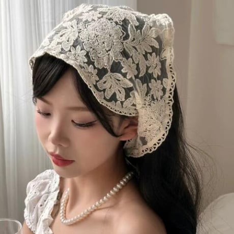 ヘアアクセサリー  ハンドメイド  頭巾 飾り物 レース