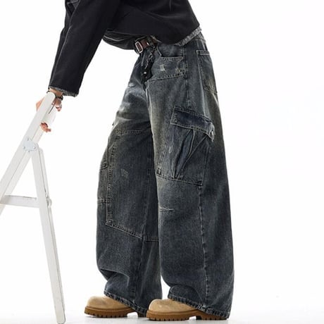 秋冬ボトムス ズボン パンツ メンズ ワイドパンツ デニム ジーンズ8