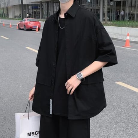 メンズ トップス シャツ 半袖 カジュアル 無地 カジュアルシャツ
