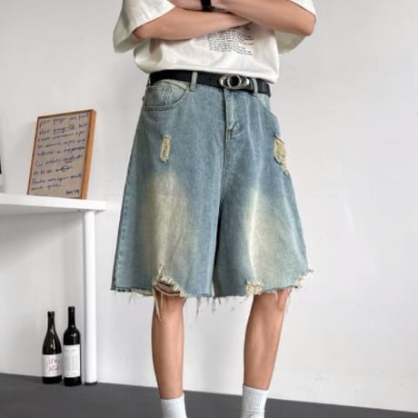 ボトムス ズボン パンツ メンズ ハーフパンツ ダメージ加工 デニム ジーンズ #15