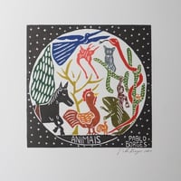 木版画正方形　【ANIMAIS】（受注販売）額付き