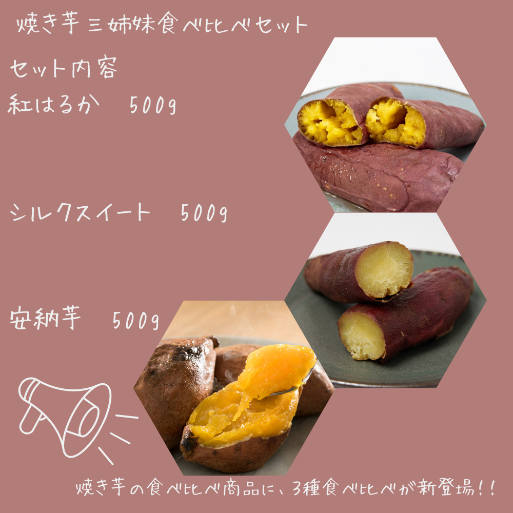 まにまに。　シルク安納芋はるか各A5キロ 焼き芋 冷凍 食べ比べセット 3種類 紅はるか シルクスイート 安納芋