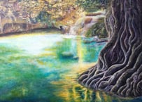 木漏れ日と清流　ジークレーGiclee reproduction F6(410×318mm)　（額縁入れて555×465mm）