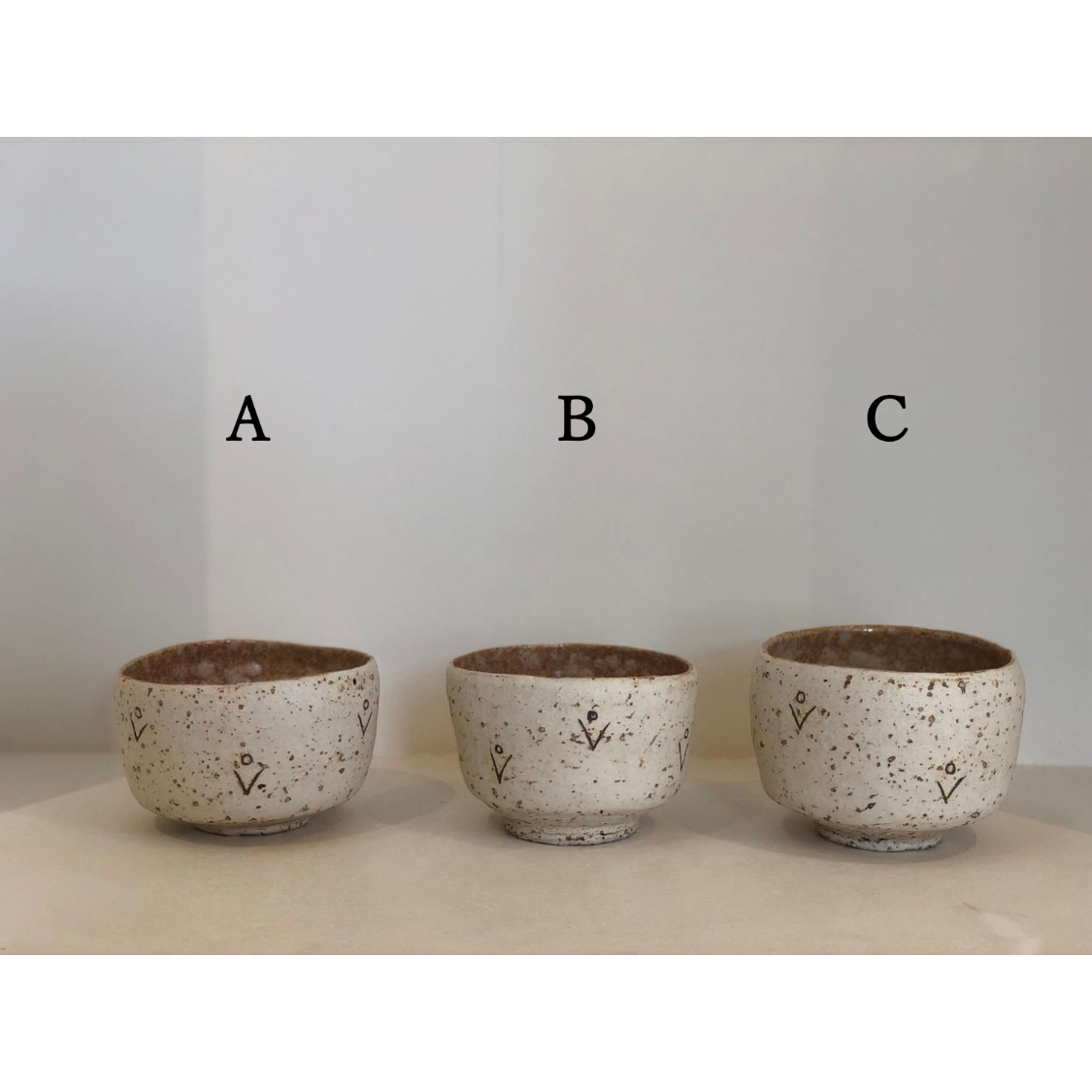 皆川 明作 加彩線刻文茶盌『微花』(共箱・仕覆付) A~C