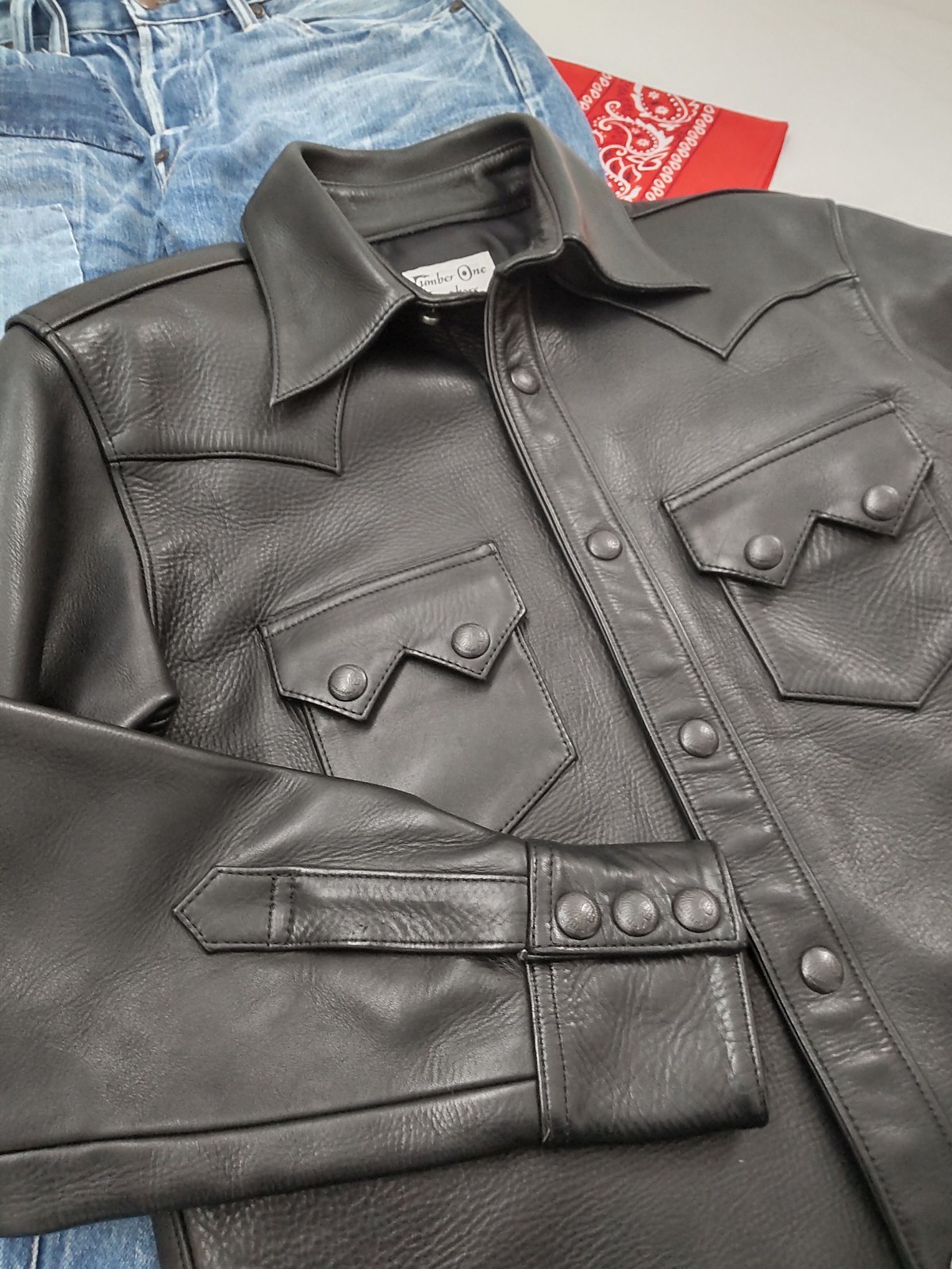 RED MOON☆レザーシャツ 90's JAPAN_Vintage》Leather Shirt RED MOON by.N