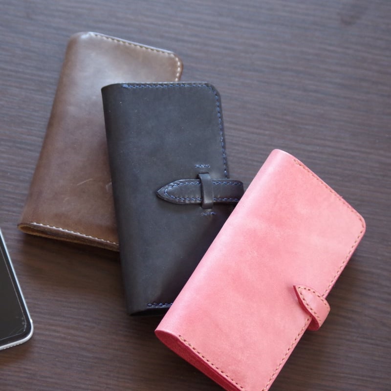 ハンドメイド本牛革手帳型スマホケース ハンドメイド本牛革手帳型スマホケース iPhoneアクセサリー