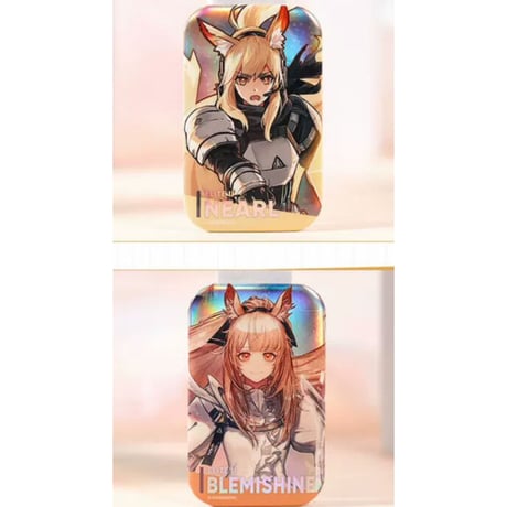 事後通販【アークナイツ × IPSTAR】中国限定 「茶会之約」 コラボカフェ 干員 ホログラム スクエア缶バッジ 精英二VER. （全6種）