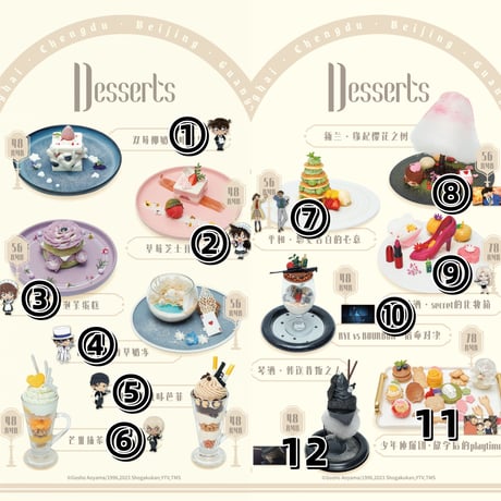 ※特典対象外【名探偵コナン × IPSTAR 】2023年中国限定 コラボカフェ コラボメニュー デザート（全12種） ミニカード付き