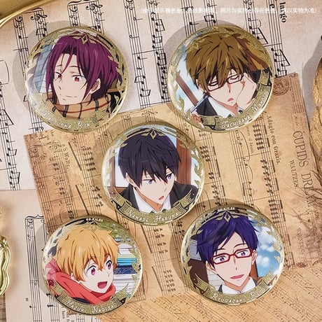 【Free! × 谷子熊 KUMAGUZI】映画 ハイ・スピード－Free！Starting Days 中国限定発売 図書館風 缶バッジ マグネット式缶バッジ（全4種）