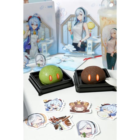 ※新発売【原神 × 喜茶】HEYTEA コラボグッズ 第二弾 中国期間限定 甘雨 申鶴 半身アクスタ+ステッカー セット※入金後60日以内発送