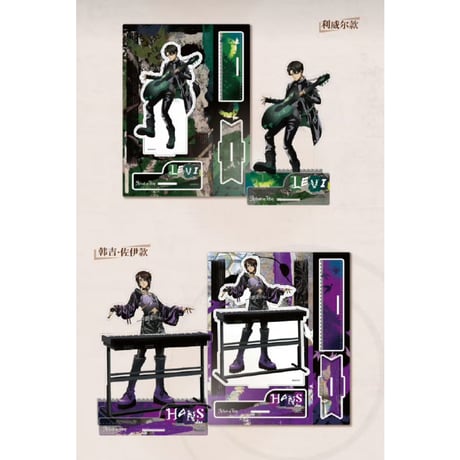 【進撃の巨人 × 次元波板糖】2025年中国限定 コラボカフェ 「摇滚世代 ロックバンド世代」等身 アクリルスタンド アクスタ（全4種）