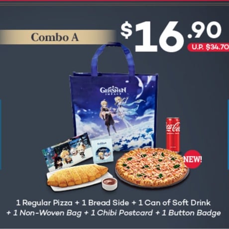 【原神】ドミノ ピザ dominos pizza 海外期間限定コラボ  缶バッジ ポストカード バッグセットA