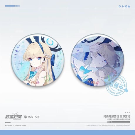 【ブルーアーカイブ】-Blue Archive- ブルアカ 中国発売 「白亜の予告状」 缶バッジ2点セット（全3種）