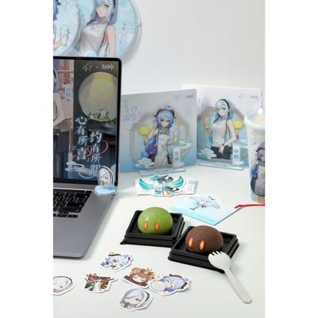 ※新発売【原神 × 喜茶】HEYTEA コラボグッズ 第二弾 中国期間限定 甘雨 申鶴 半身アクスタ+ステッカー セット※入金後60日以内発送