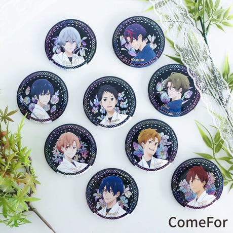 Vol.1【ツルネ －つながりの一射－ × ComeFor】中国限定発売 75mm 螺鈿風 トレーディング マグネット 缶マグ（全9種）