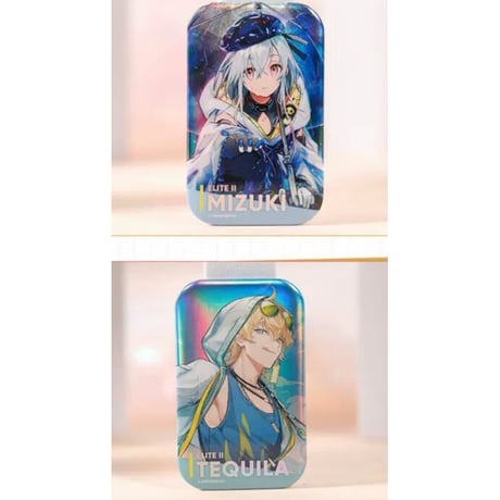 事後通販【アークナイツ × IPSTAR】中国限定 「茶会之約」 コラボカフェ 干員 ホログラム スクエア缶バッジ 精英二VER. （全6種）