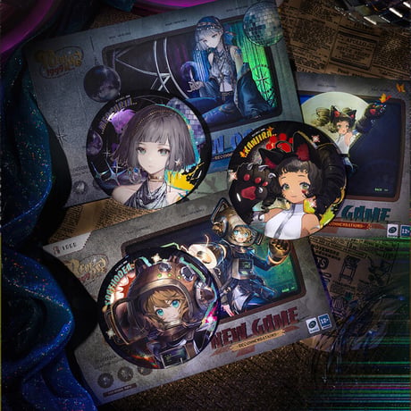 8/10〆【リバース：1999 】中国発売 重返未来：1999 *明日狂歓* 缶バッジ&キャラカードセット ミニ宣伝ポスター/ポラロイド風カード （全6種）