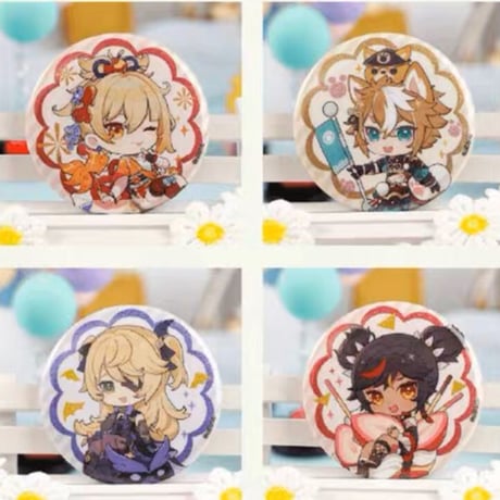 ※事後通販【原神 × IPSTAR】中国限定 コラボカフェ 描き下ろし ちびキャラ SD缶バッジ