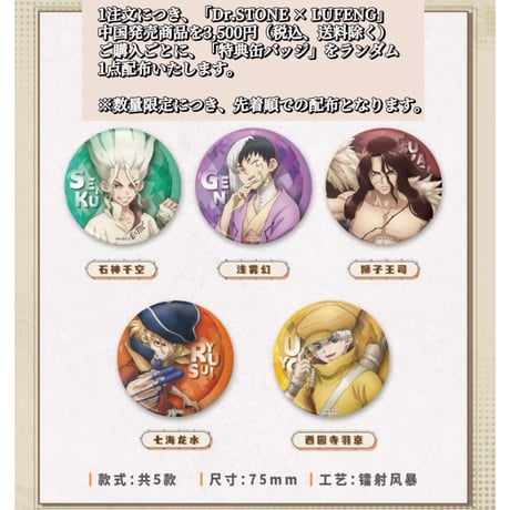 【Dr.STONE × LUFENG】ドクターストーン 中国限定発売 刺繍 キーホルダー（全3種）
